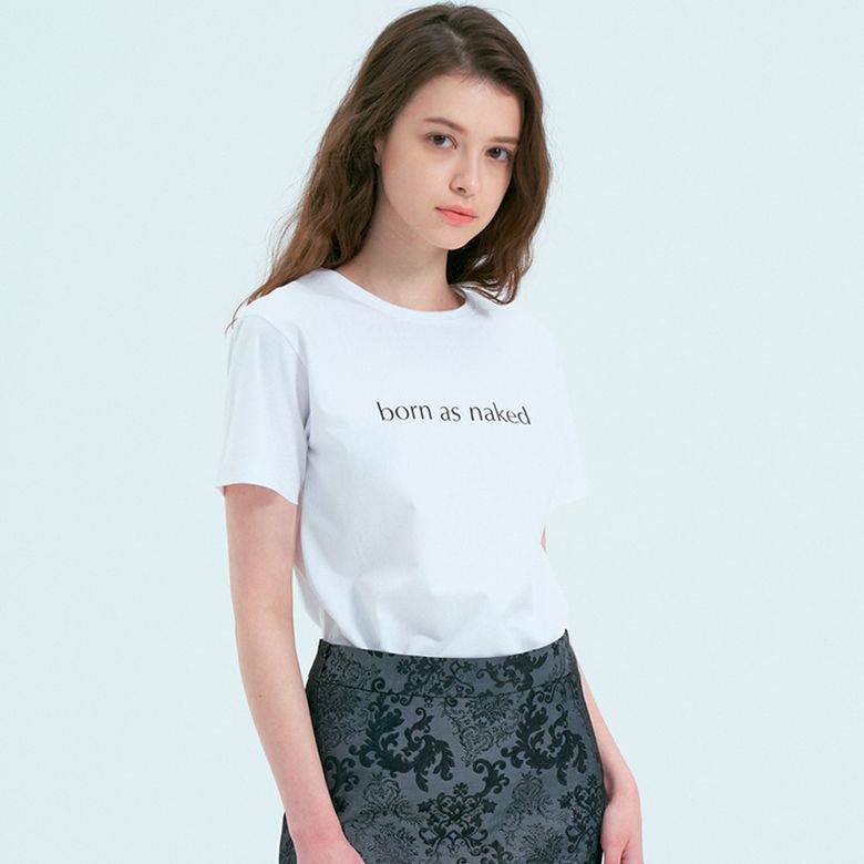 thin font basic t-shirt white