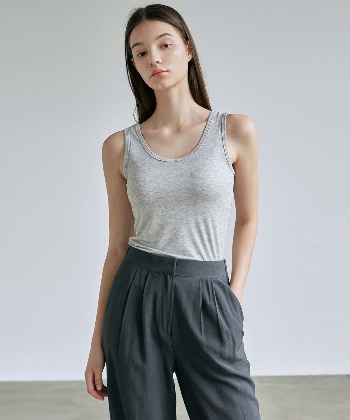 닉앤니콜(NICK&NICOLE) BASIC COTTON SLEEVELESS_GRAY