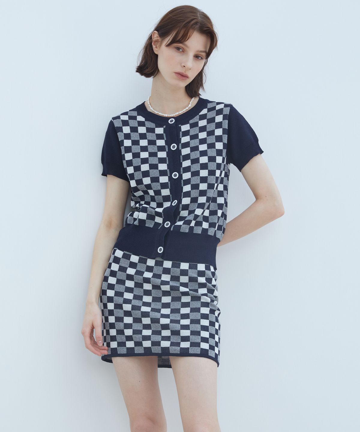라티젠(LARTIGENT) LQ CHECK SET SKIRT(NAVY)