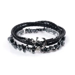 언발란스 해마735 써지컬스틸 앵커738BK가죽 팔찌세트 (C2101-SE187_BK)