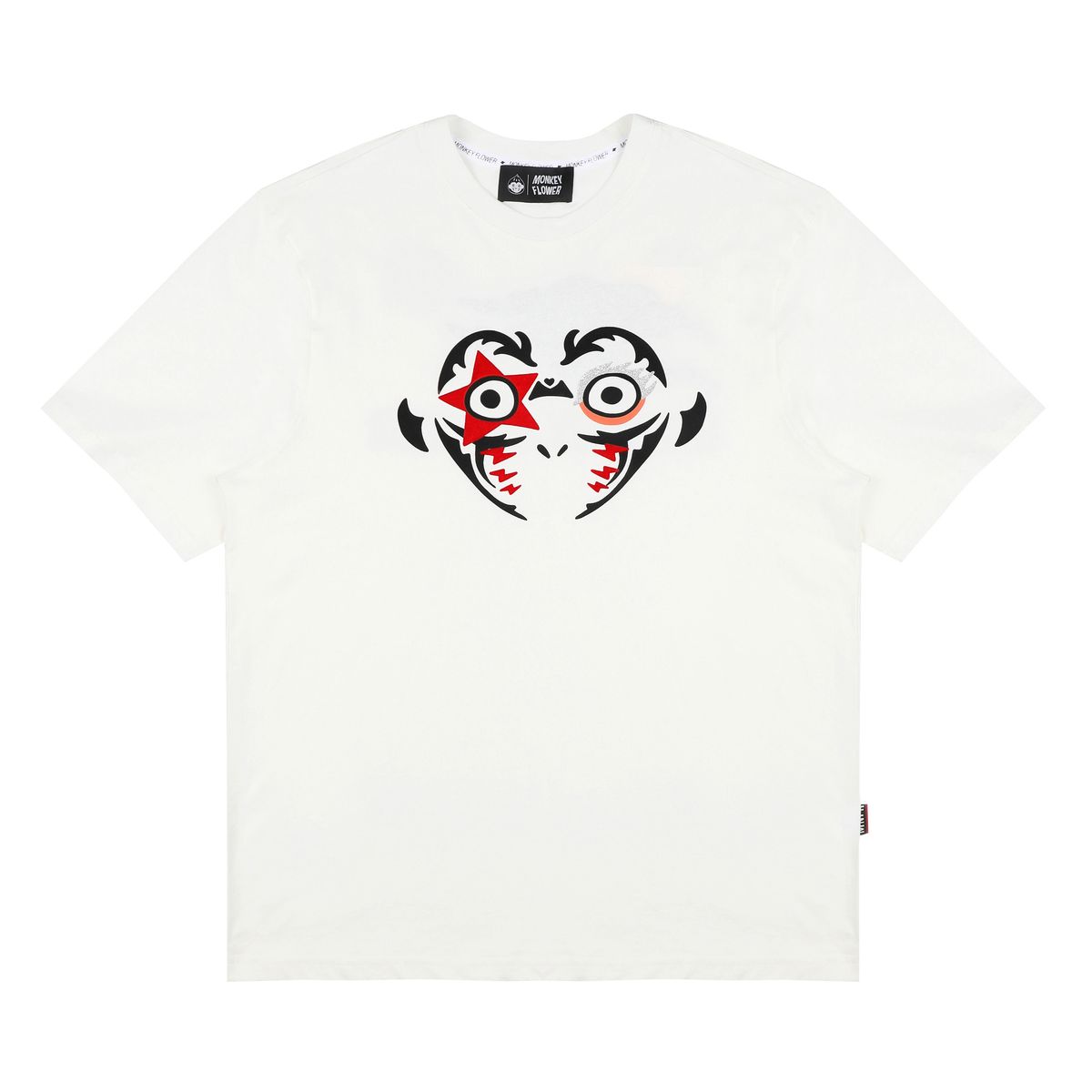 몽키플라워(Monkey Flower) 공용 몽키페이스 아트드로잉 반팔티셔츠/MM1WTS08U WHITE