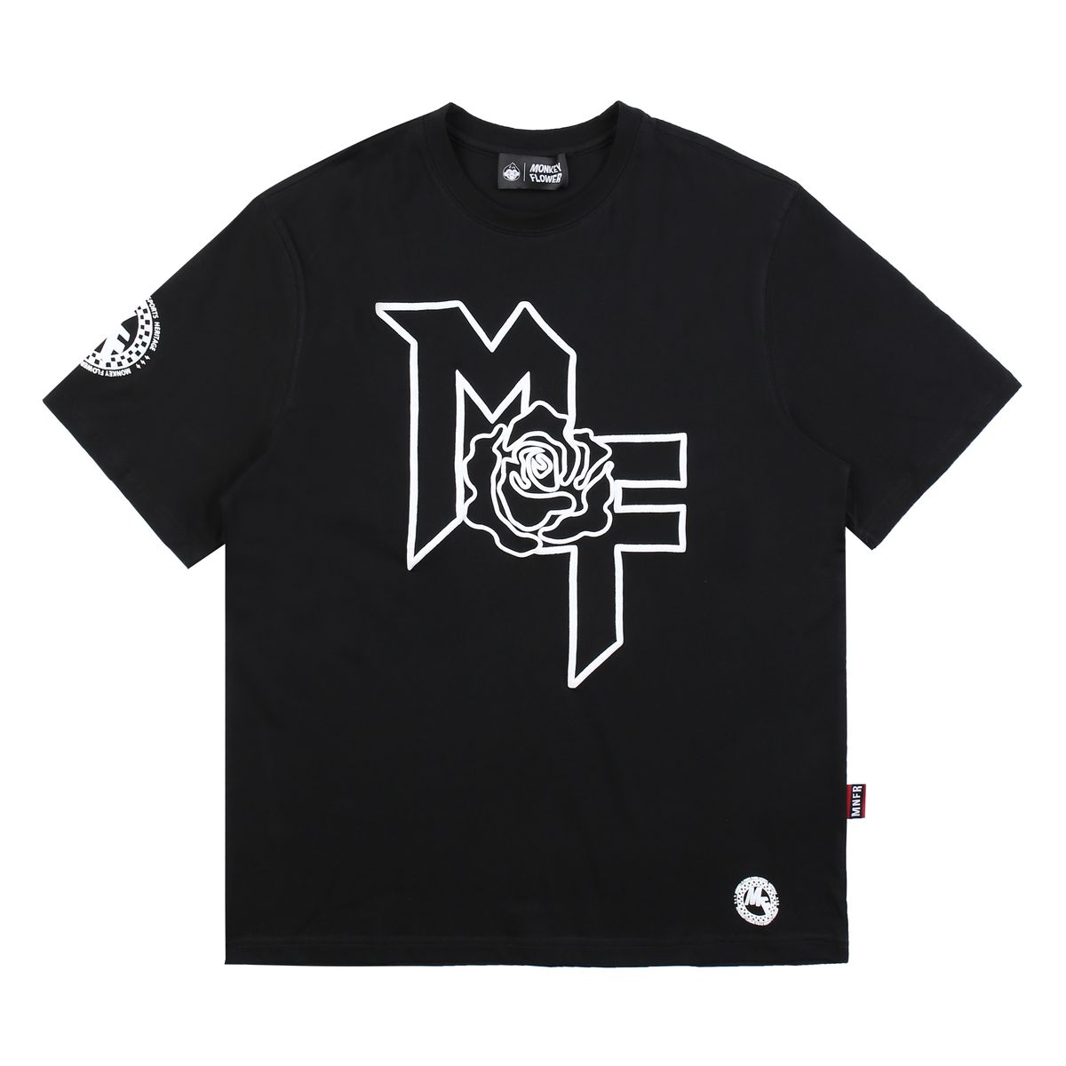몽키플라워(Monkey Flower) 공용  빅 힙합 로즈 레귤러핏 반팔티셔츠/MM1WTS12U WHITE