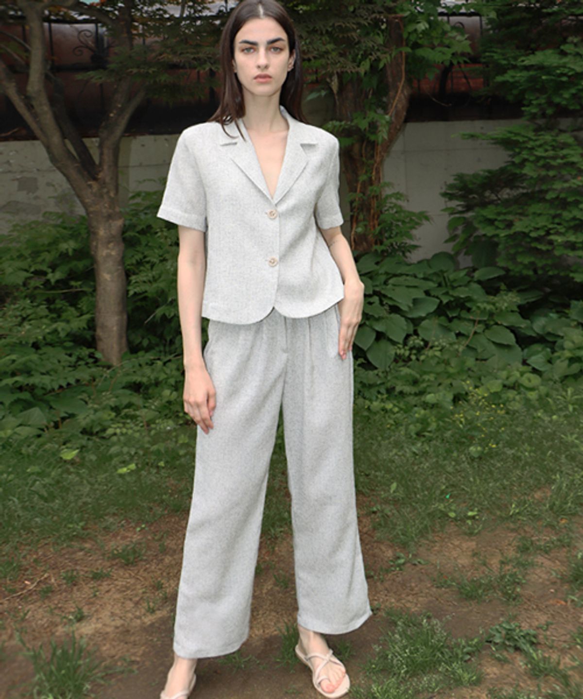 데미지니모닉(DAMAGE MNEMONIC) 팬시 트위드 멜란지 아이보리 팬츠 _ Fancy Tweed Melange IV PT