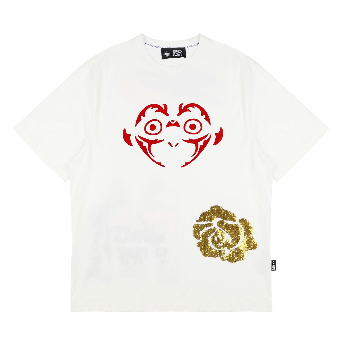몽키플라워(Monkey Flower) 공용 M민화드로잉 레귤러핏 반팔티셔츠/MM1WTS09U WHITE