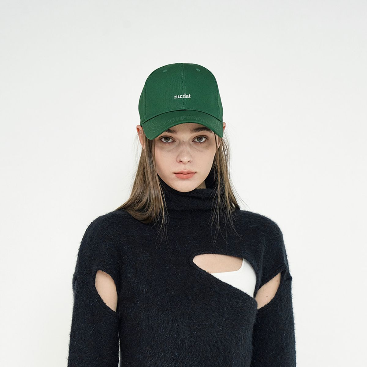 누댓(NUDAT) nudat logo basic ball cap green