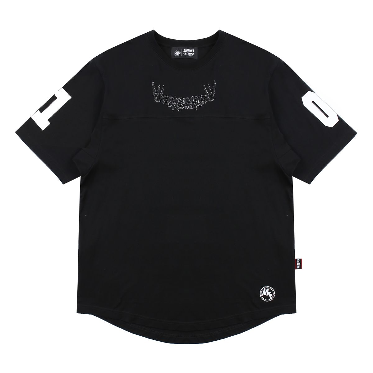 몽키플라워(Monkey Flower) 공용  크라우드 자수 반팔티셔츠/MM1WTS16U  BLACK