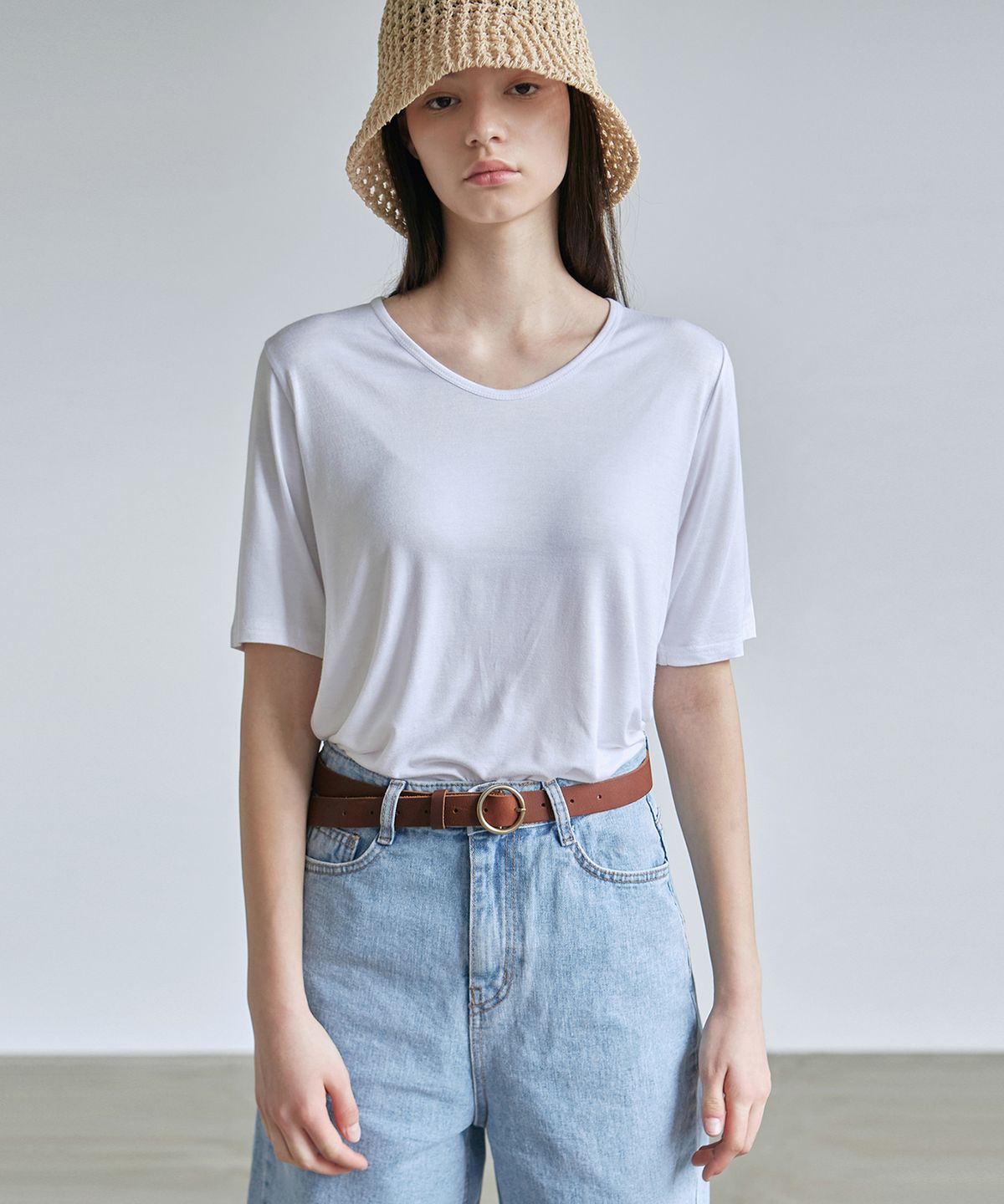 닉앤니콜(NICK&NICOLE) BASIC HALF TEE_WHITE