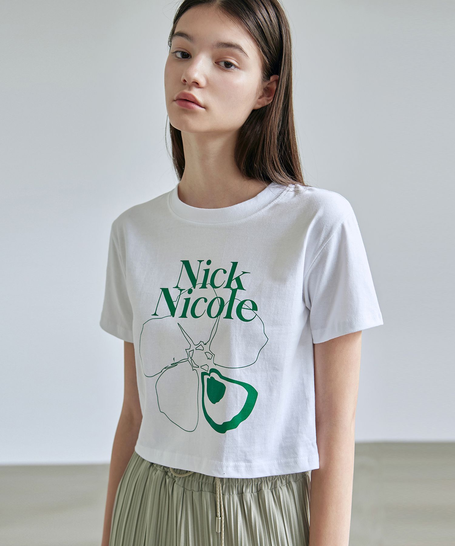 【Nick Nicole】CROP FLOWER HALF TEE 2COLOR MUSINSA | NICK&NICOLE NICOLE CROP FLOWER HALF TEE_BLUE