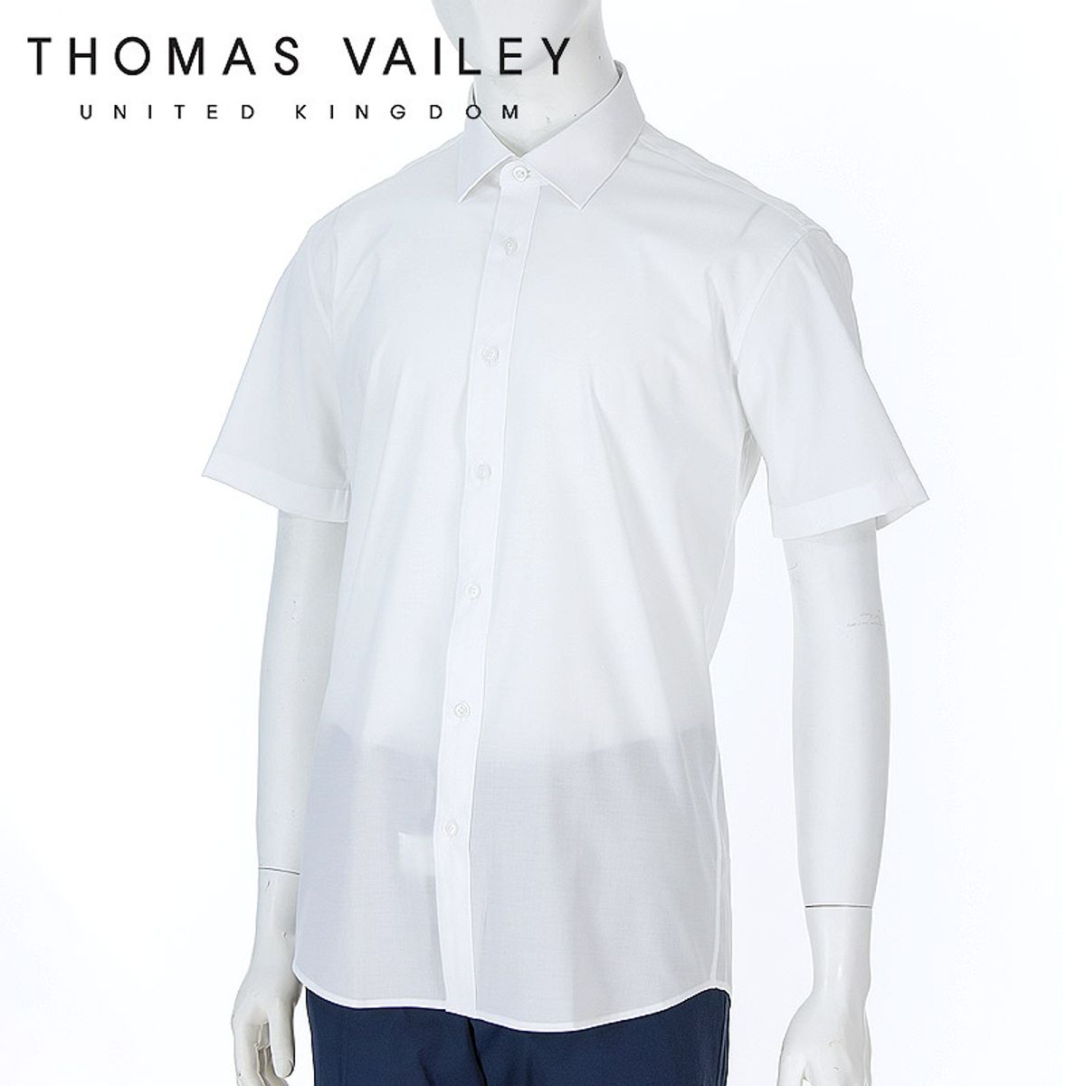 토마스 베일리(THOMAS VAILEY) 남성드레스셔츠-슬림 스판 베이직 반팔 셔츠 화이트 1THTHF2MSU336