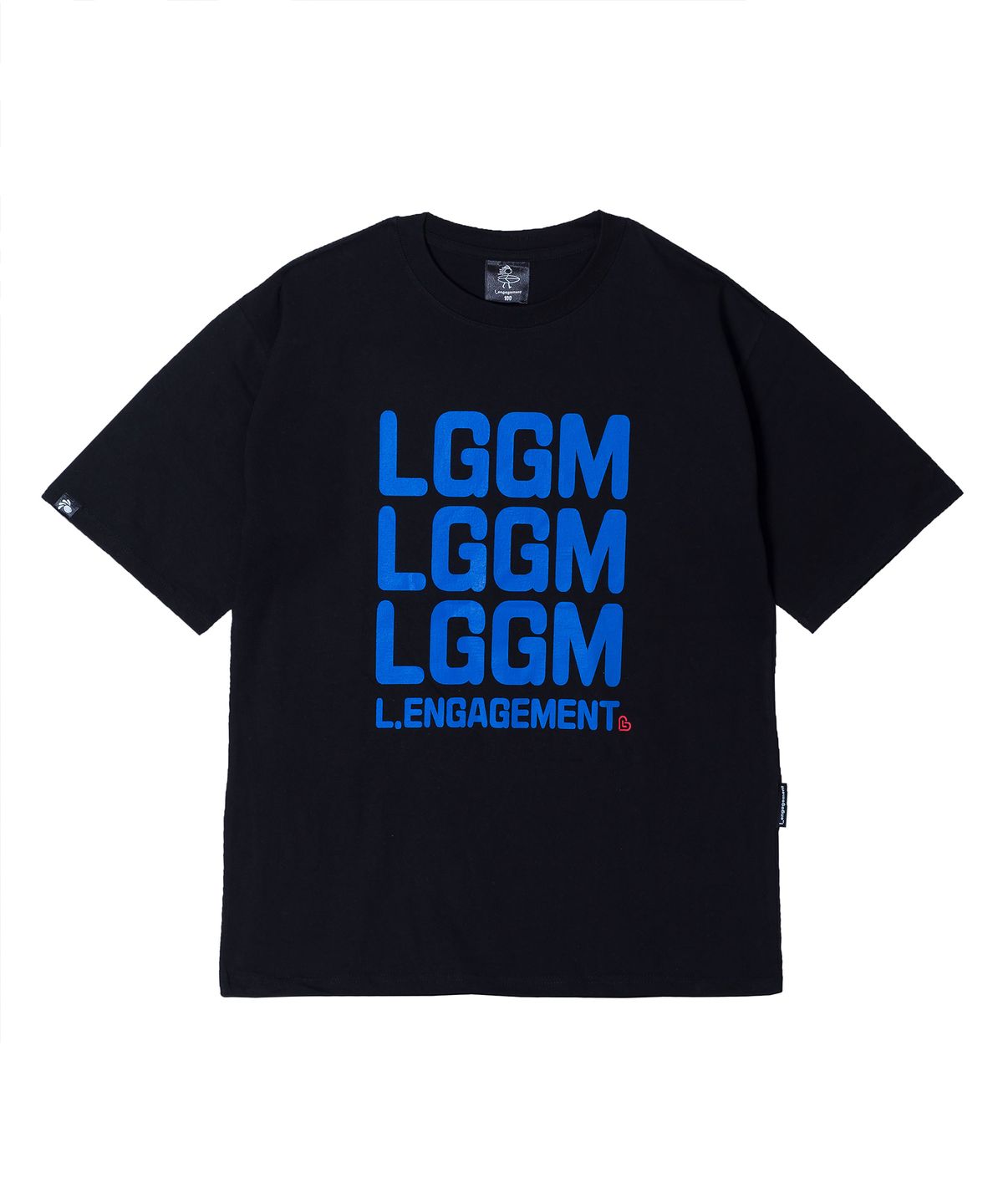 랑가주망(LENGAGEMENT) 클래식핏 스퀘어 로고 반팔티 [블루]