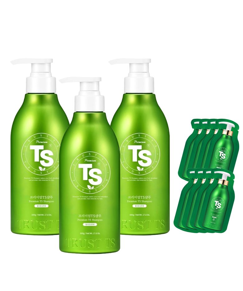 [3pack] 프리미엄TS샴푸 세트 (500g X 3개+TS샴푸파우치 6g X 8개)