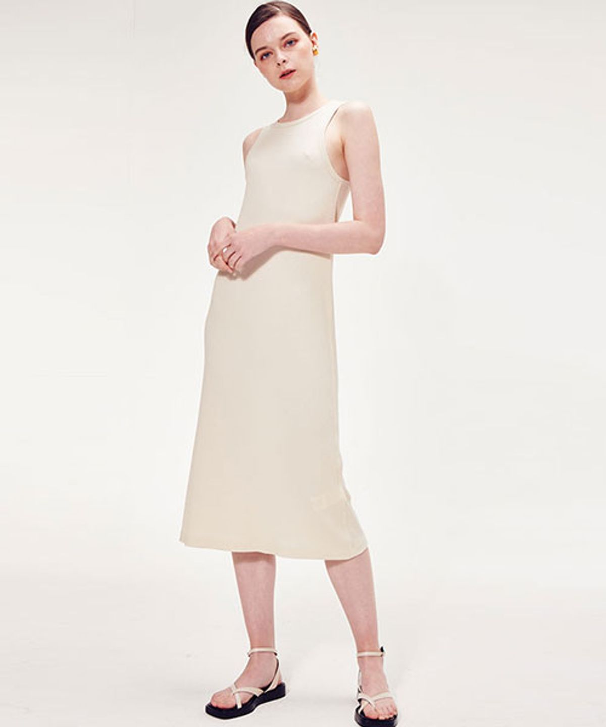 더룸(THELOOM) RIBBED COTTON MODAL BLEND ONEPIECE_LIGHT BEIGE