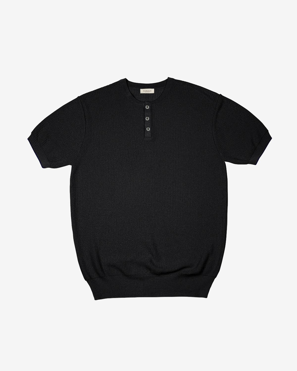 솔티(SORTIE) Texture Henly neck Knit (Black)