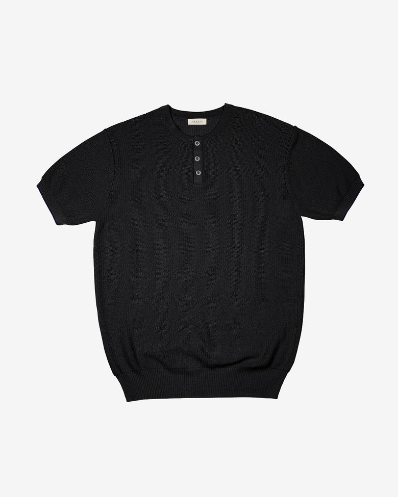 Texture Henly neck Knit (Black)