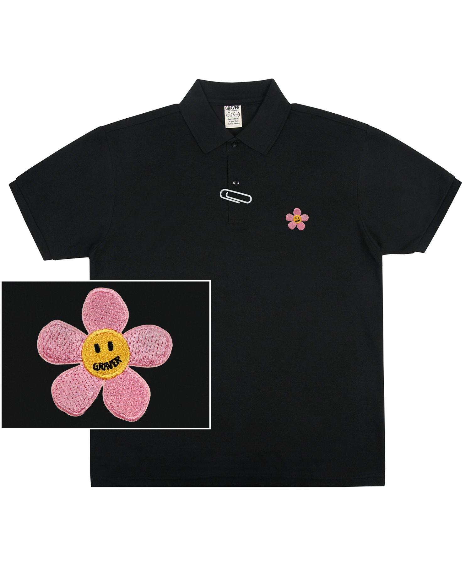 【GRAVER】23SS★ Flower Dot Embroidered Pique Short Sleeve T MUSINSA | GRAVER [UNISEX] Pink Flower Dot Embroidery Pique