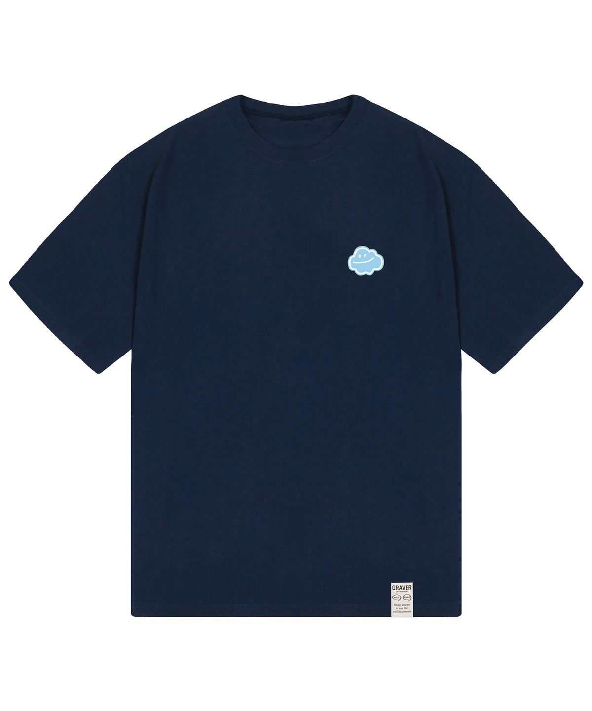 그레이버(GRAVER) [UNISEX]스몰 구름 스마일 반팔티_네이비
