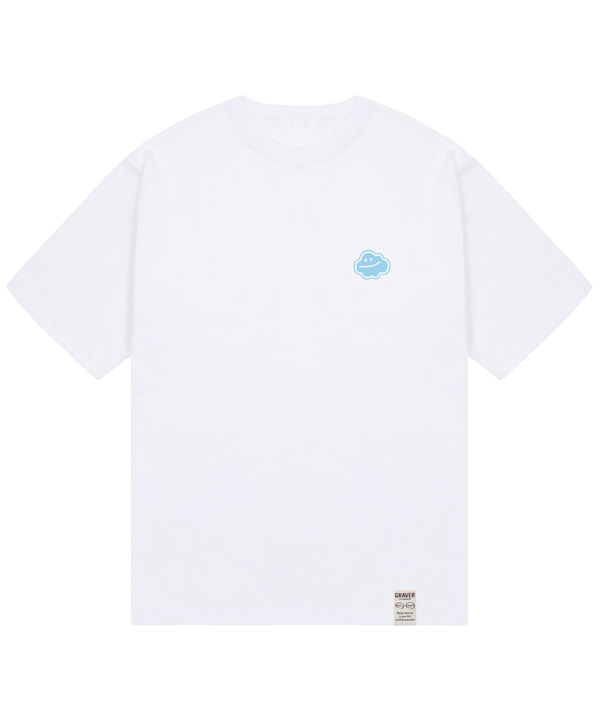 그레이버(GRAVER) [UNISEX]스몰 구름 스마일 반팔티_화이트