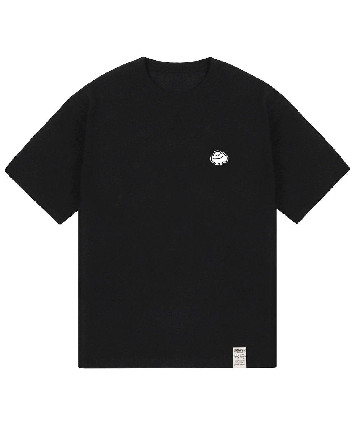 그레이버(GRAVER) [UNISEX]스몰 구름 스마일 반팔티_블랙