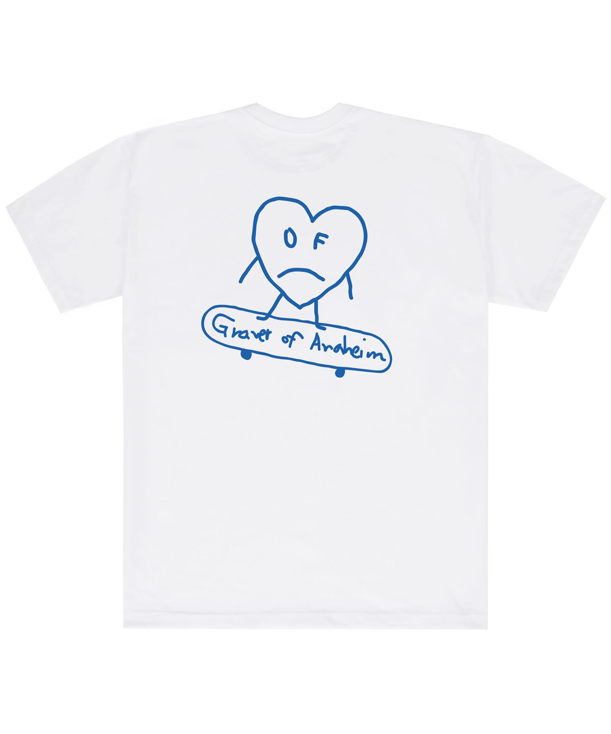 그레이버(GRAVER) [UNISEX]라인 하트보드 백프린팅 반팔티_화이트
