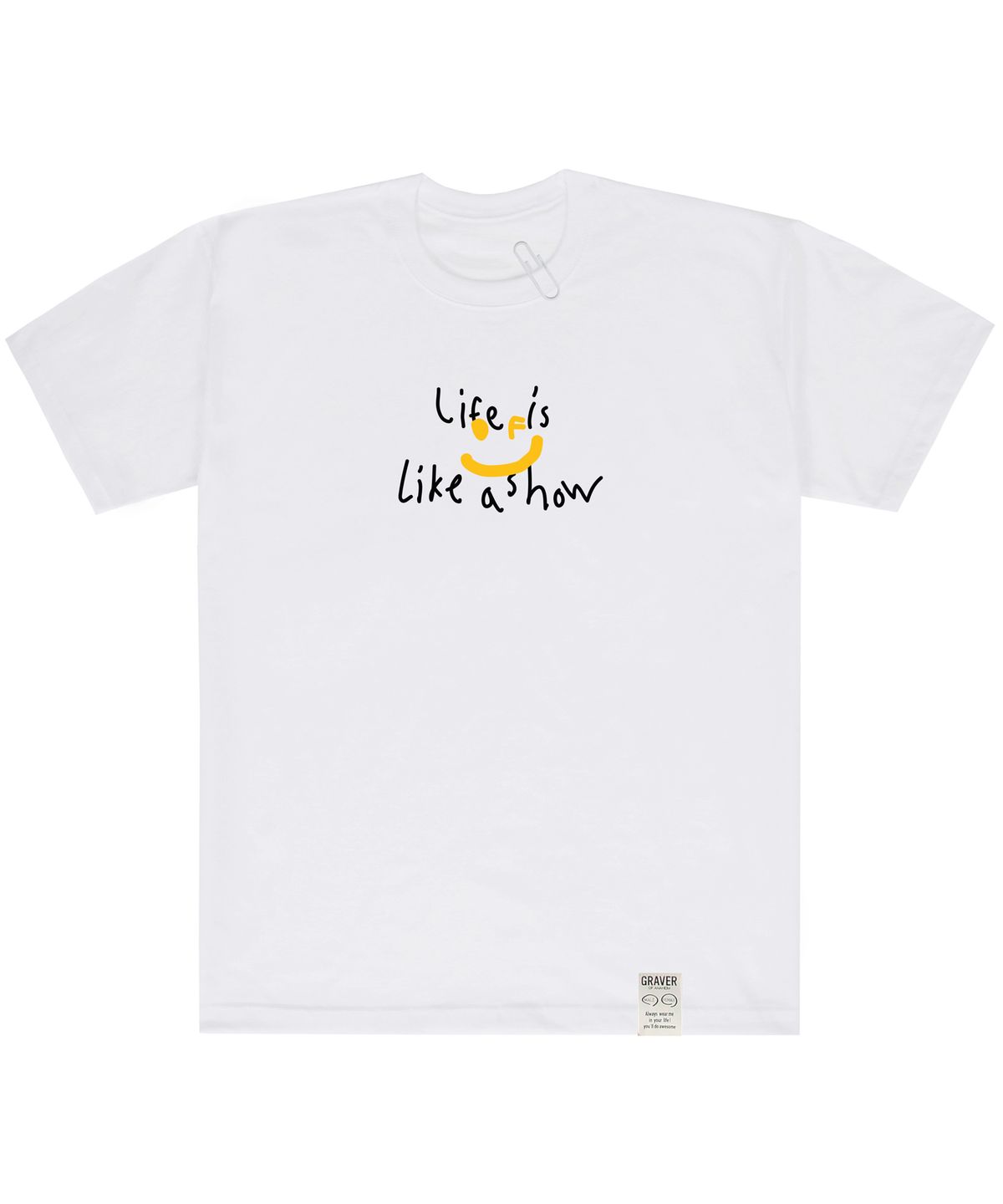 그레이버(GRAVER) [UNISEX]빅 드로잉 스마일 라이프 로고 반팔티_화이트