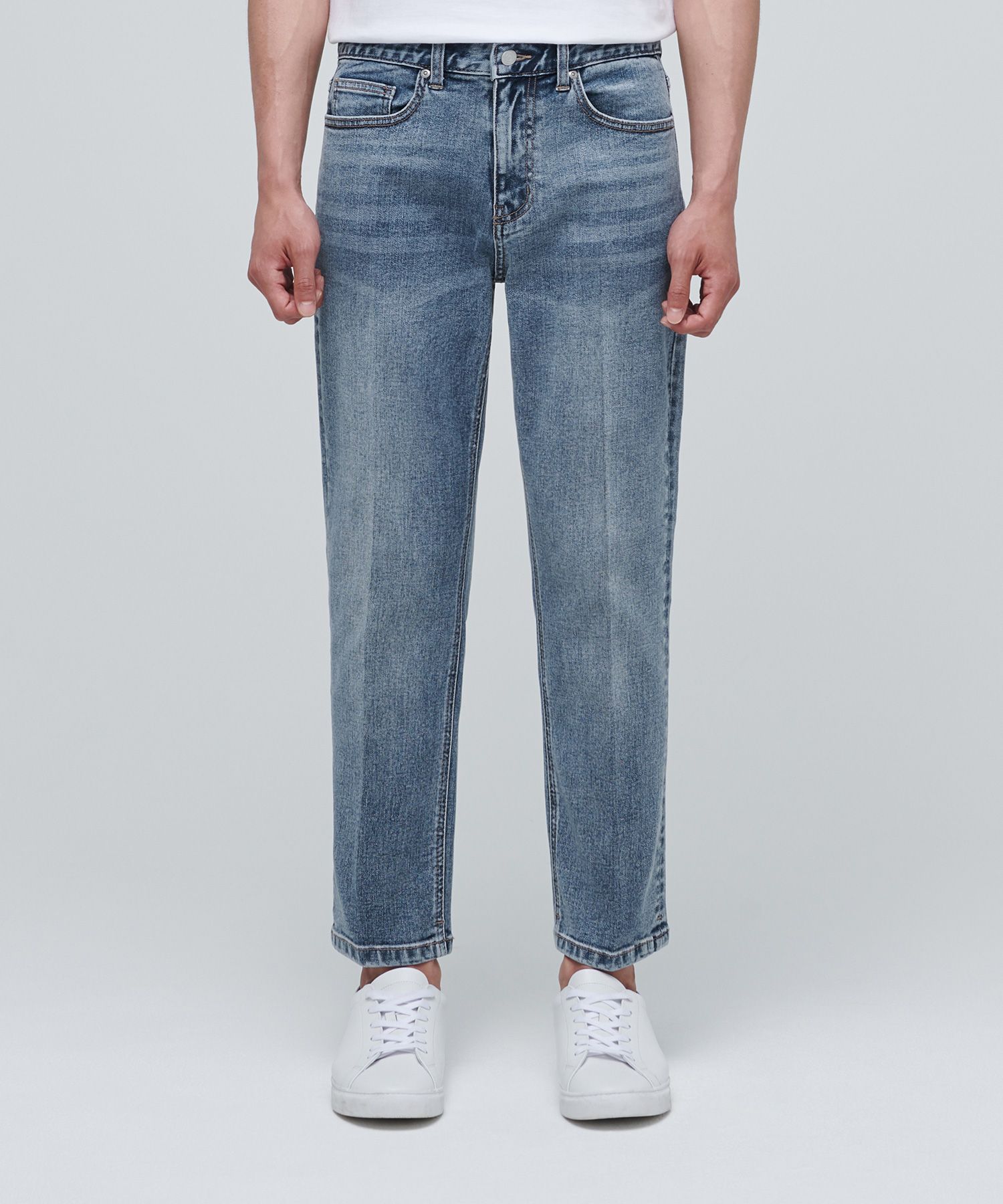 ★MUSINSA STANDARD★ Panelled Knee Wide Denim Pants Acid Gre MUSINSA | MUSINSA STANDARD TAPERED CROPPED DENIM PANTS