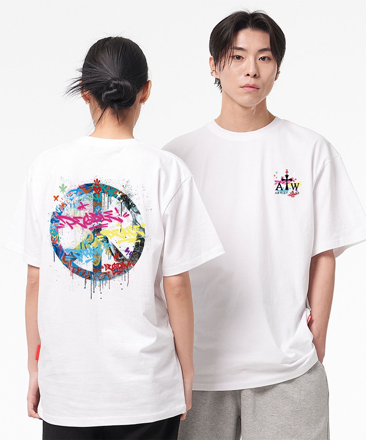 아티스트웨어(ARTISTWEAR) [ATW X 레오다브] 피스메이커 오버핏 반팔티_WH