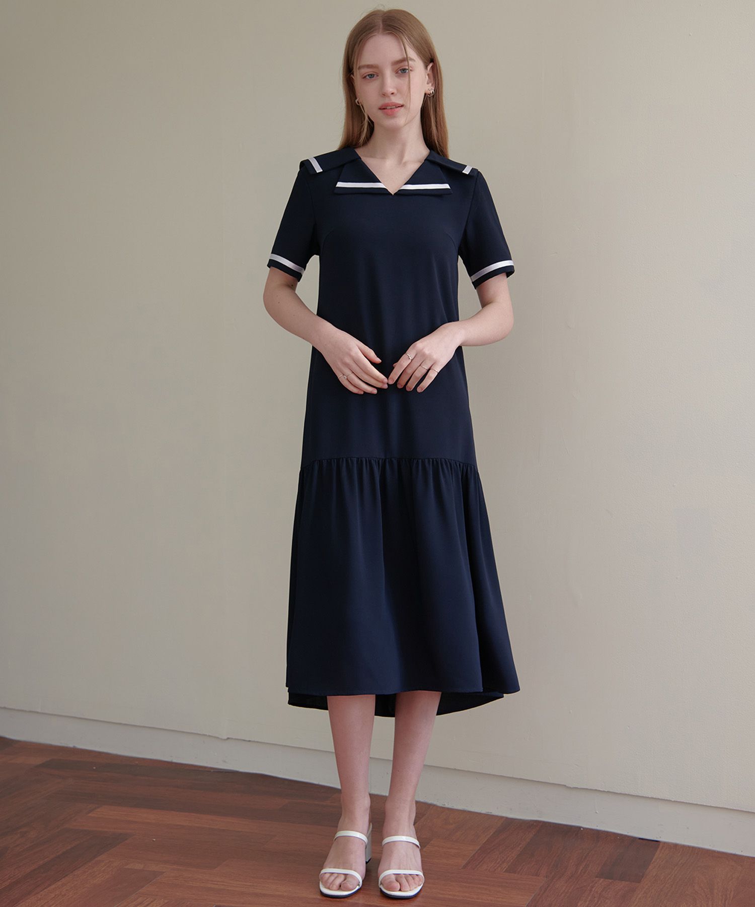 ZEROSTREET★DOUBLE COLLAR SAILOR ONEPIECE / NAVY MUSINSA | ZERO STREET Double Collar Sailor One Piece / Navy