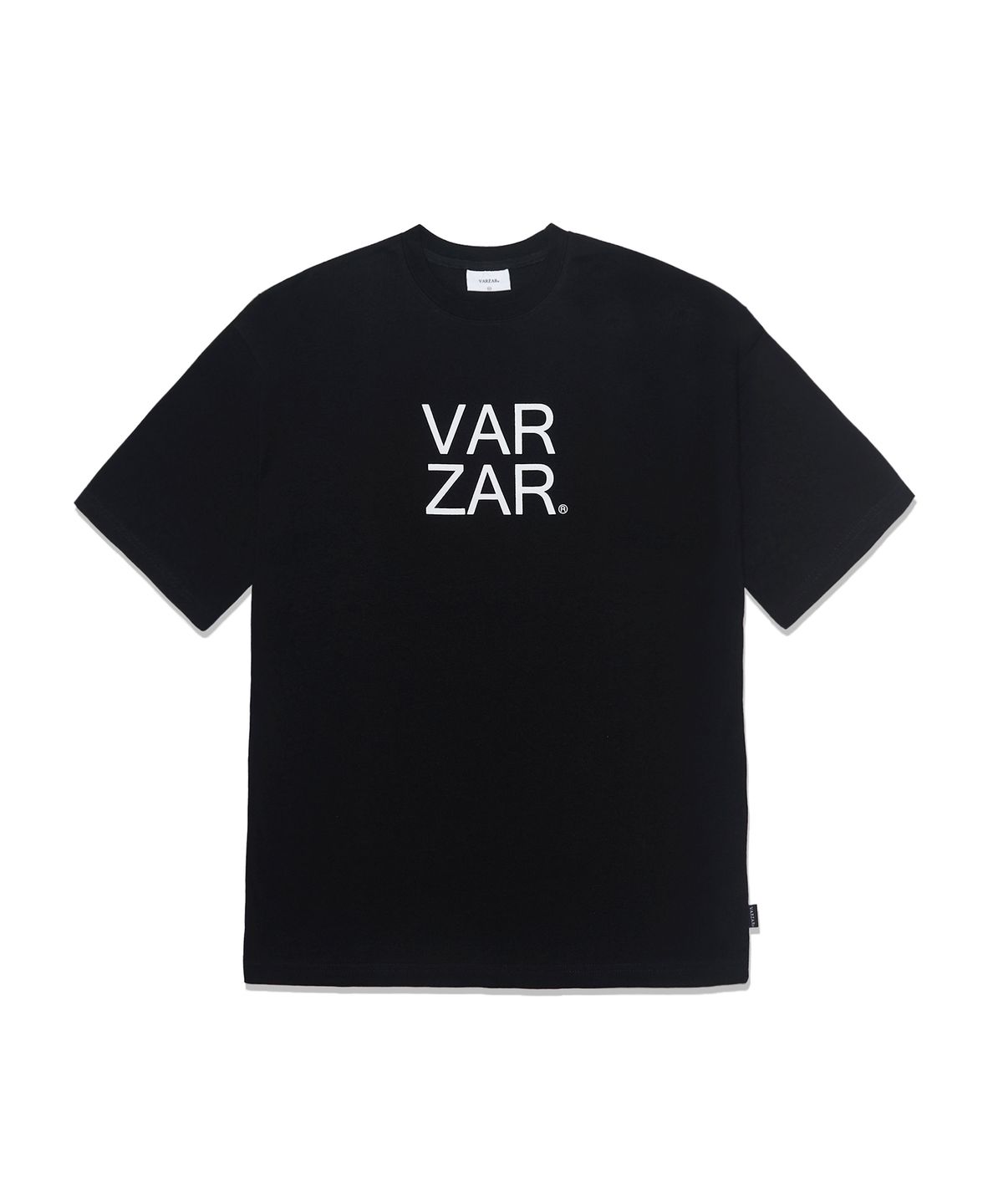 바잘(VARZAR) 오리지널 화이트 빅로고 반팔 티셔츠 블랙