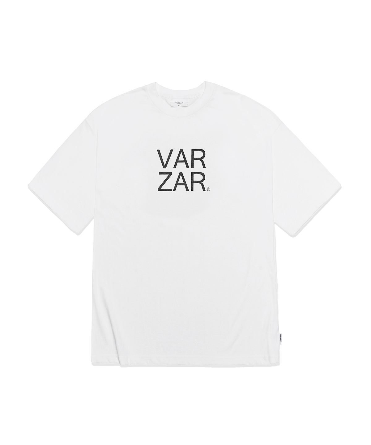 바잘(VARZAR) 오리지널 블랙 빅로고 반팔 티셔츠 화이트