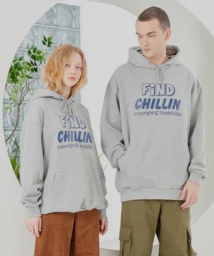 MG3121 키치 로고 후드 멜란지그레이