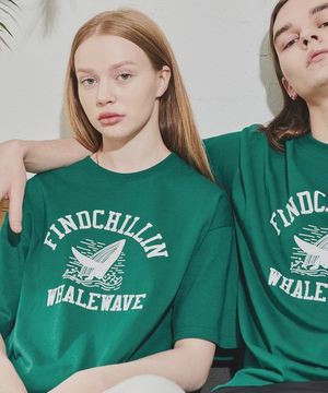 VG1221 웨일웨이브 티셔츠 빈티지그린