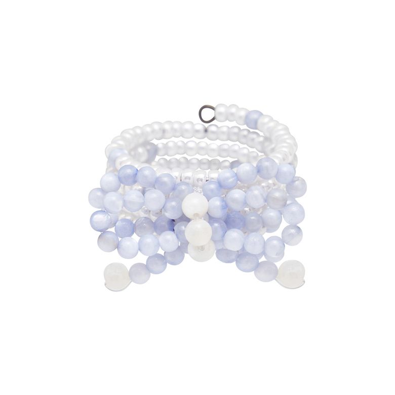 Wire Ribbon Beads Ring (Sky Blue)