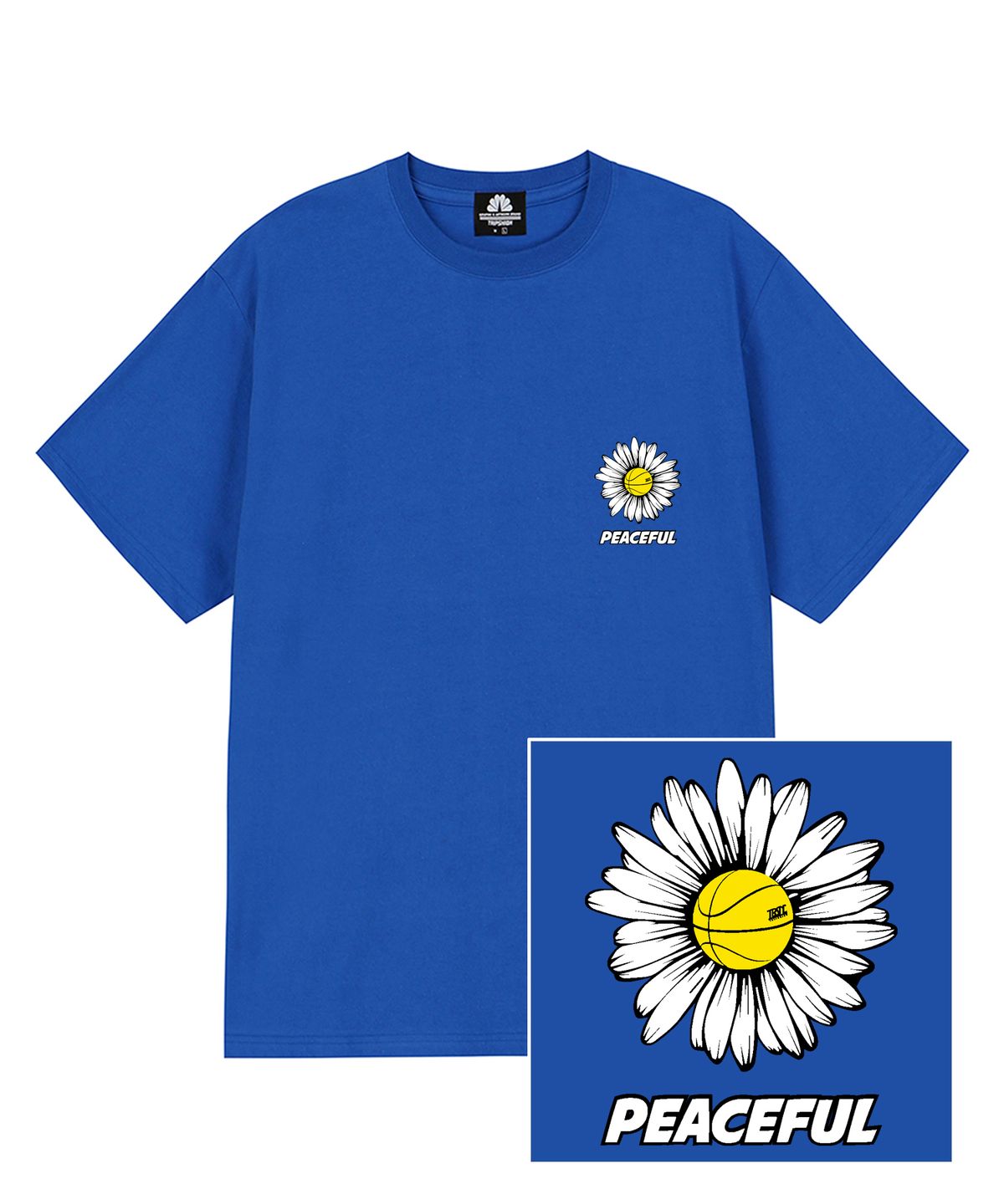 트립션(TRIPSHION) DAISY PEACEFUL LOGO 티셔츠 - 블루
