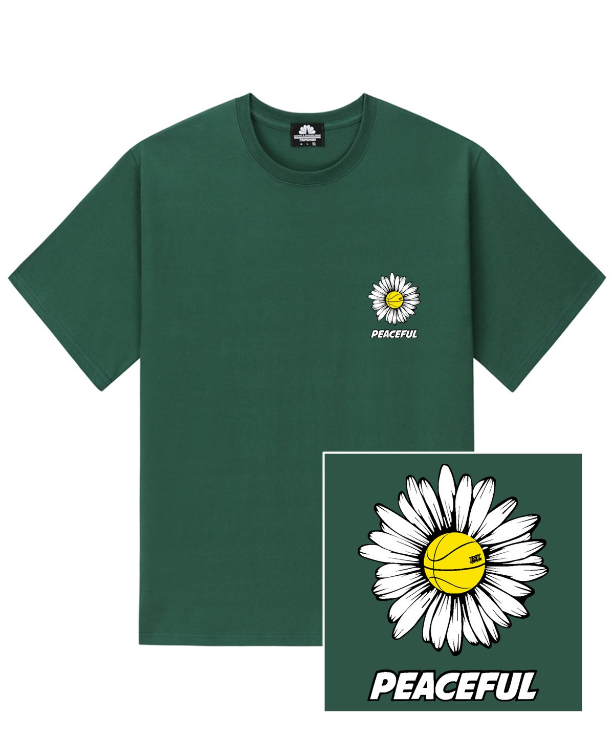 트립션(TRIPSHION) DAISY PEACEFUL LOGO 티셔츠 - 그린