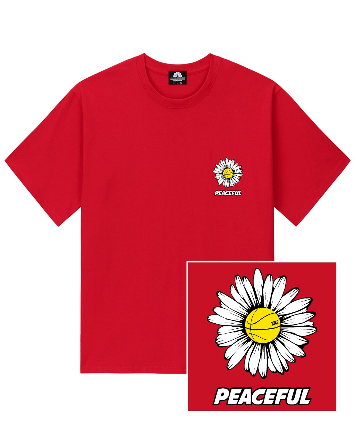 트립션(TRIPSHION) DAISY PEACEFUL LOGO 티셔츠 - 레드