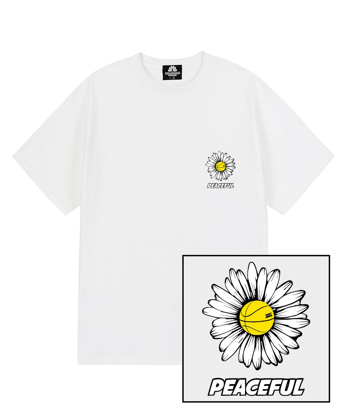 트립션(TRIPSHION) DAISY PEACEFUL LOGO 티셔츠 - 화이트
