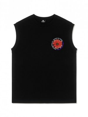 UNISEX 오버핏 싱글 전사프린팅 슬리브리스 탑 블랙(FCB2TS289M)