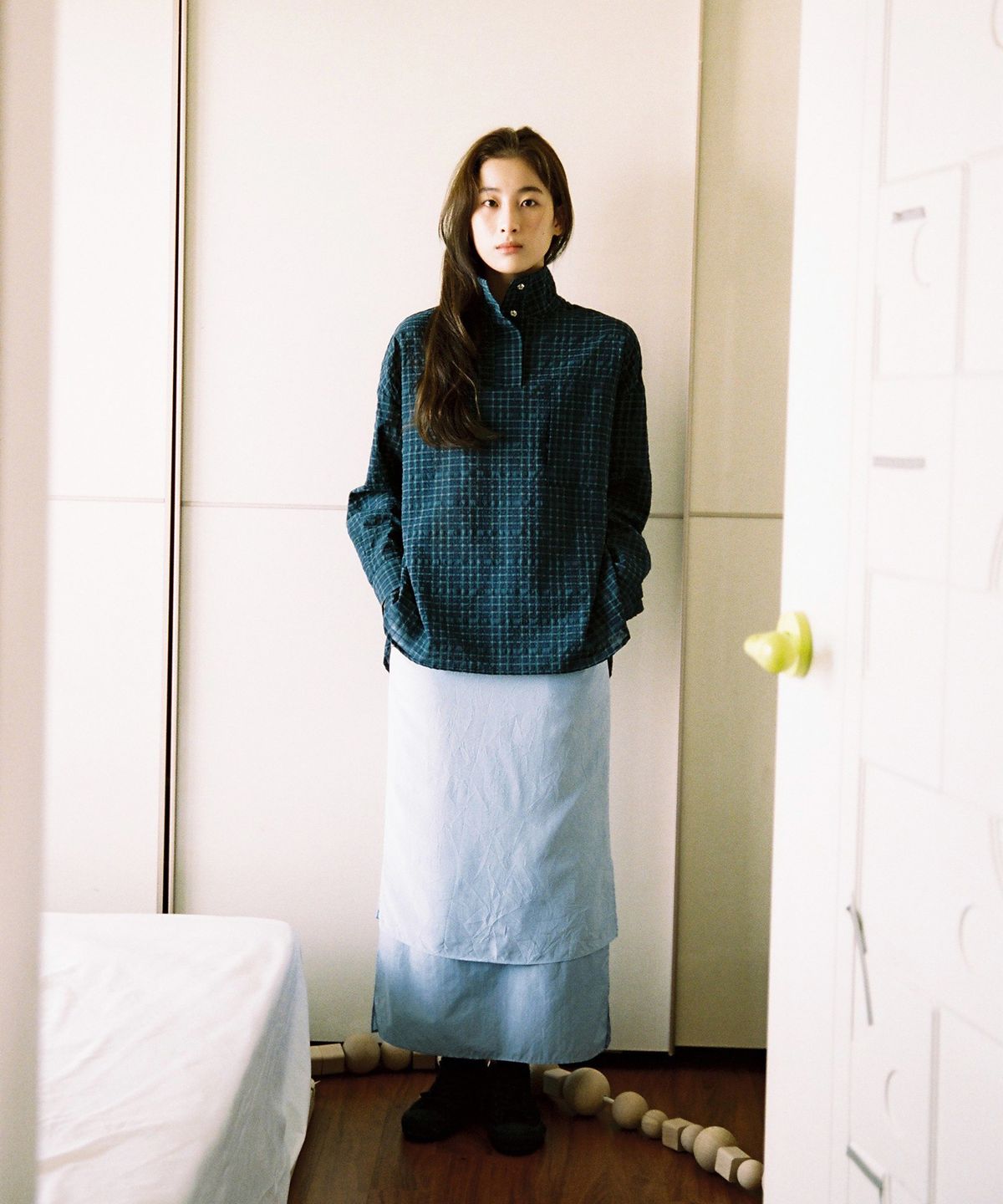 그리드서울(GRID_SEOUL) HIGH-NECK PULLOVER SHIRT - CHECK