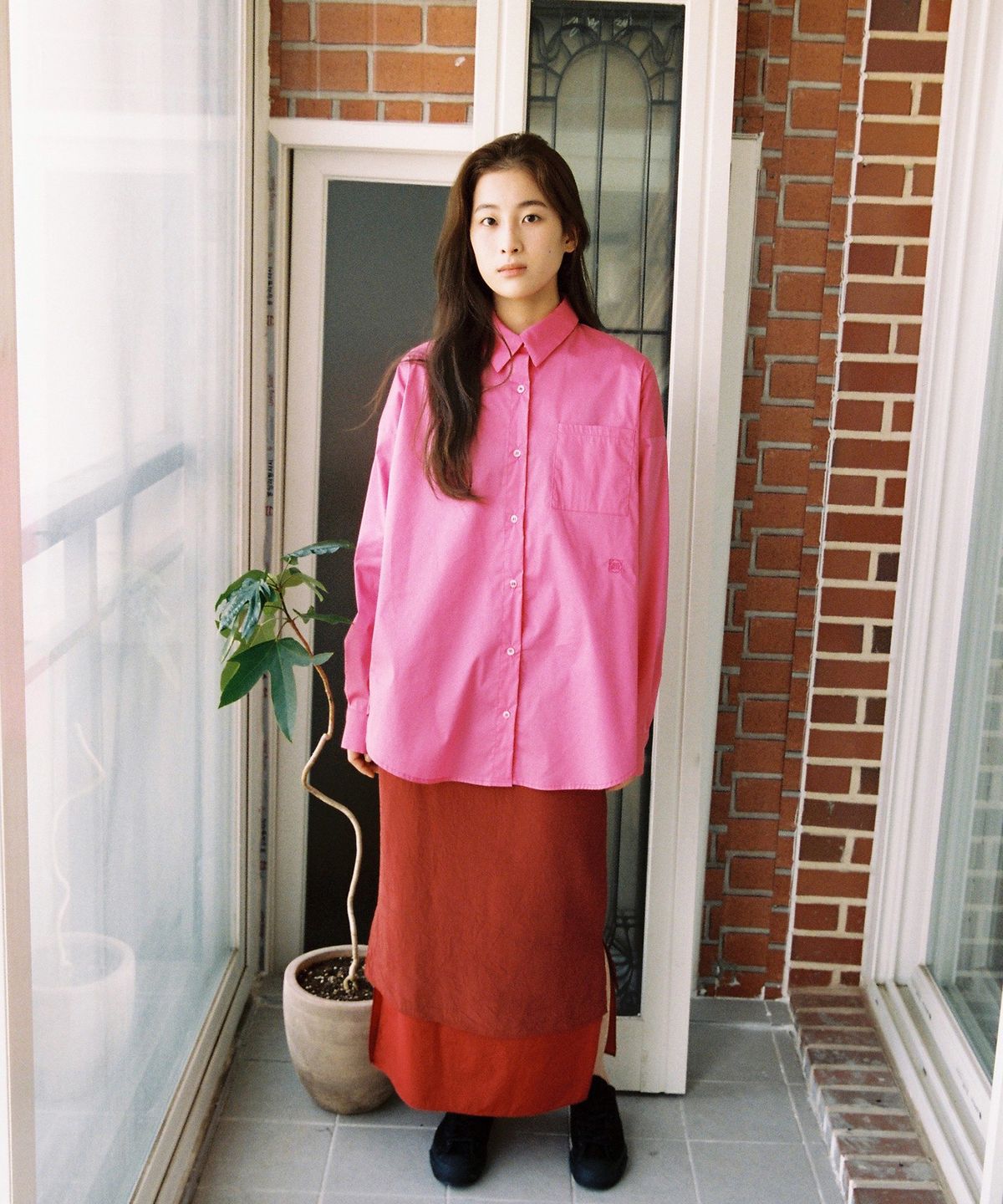 그리드서울(GRID_SEOUL) LAYERED SHEER SKIRT - RED