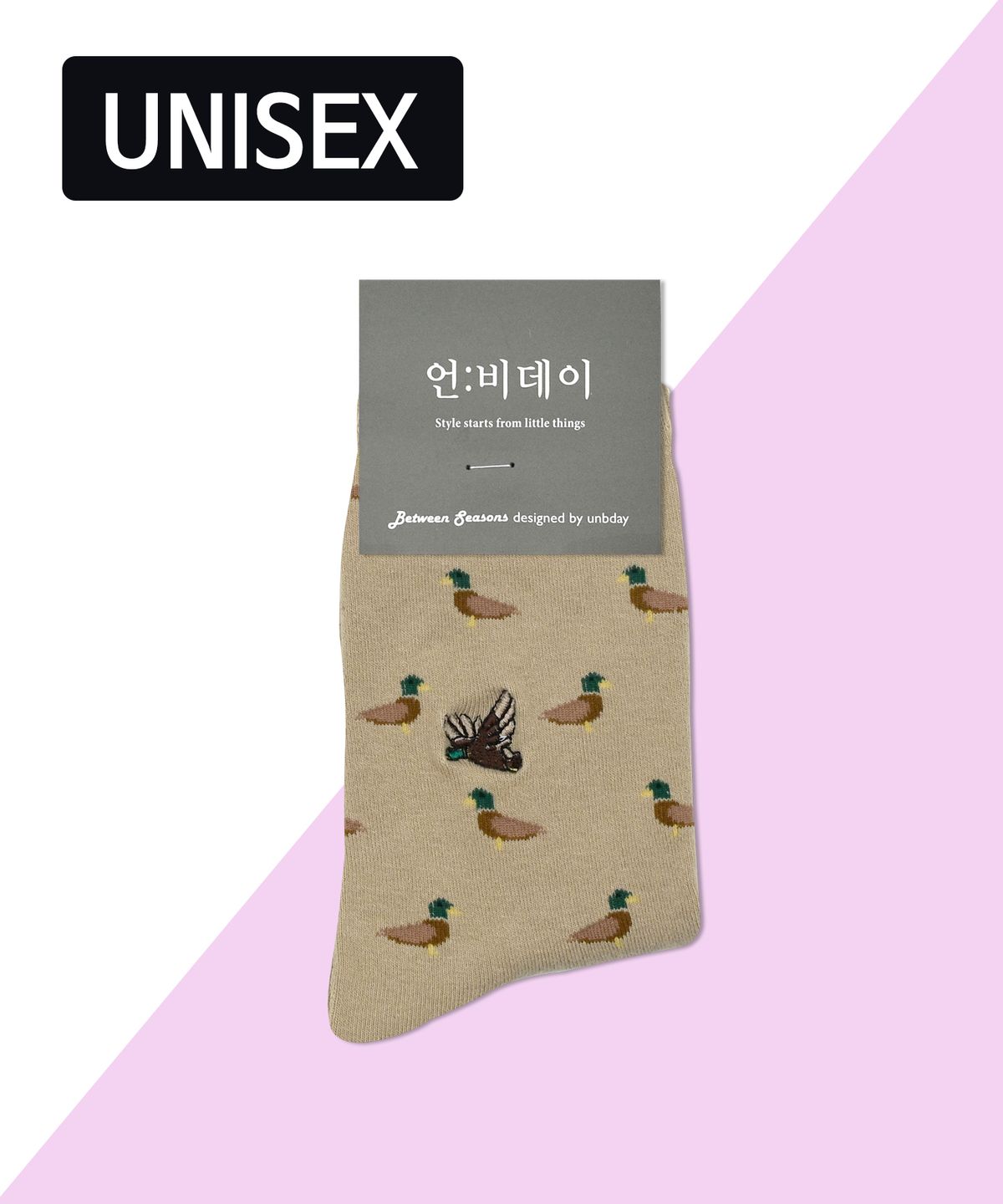 언비데이(UNBDAY) 남녀공용 자수포인트양말 - 청둥오리