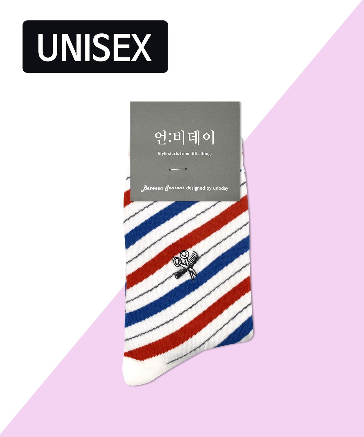 언비데이(UNBDAY) 남녀공용 자수포인트양말 - 미용실