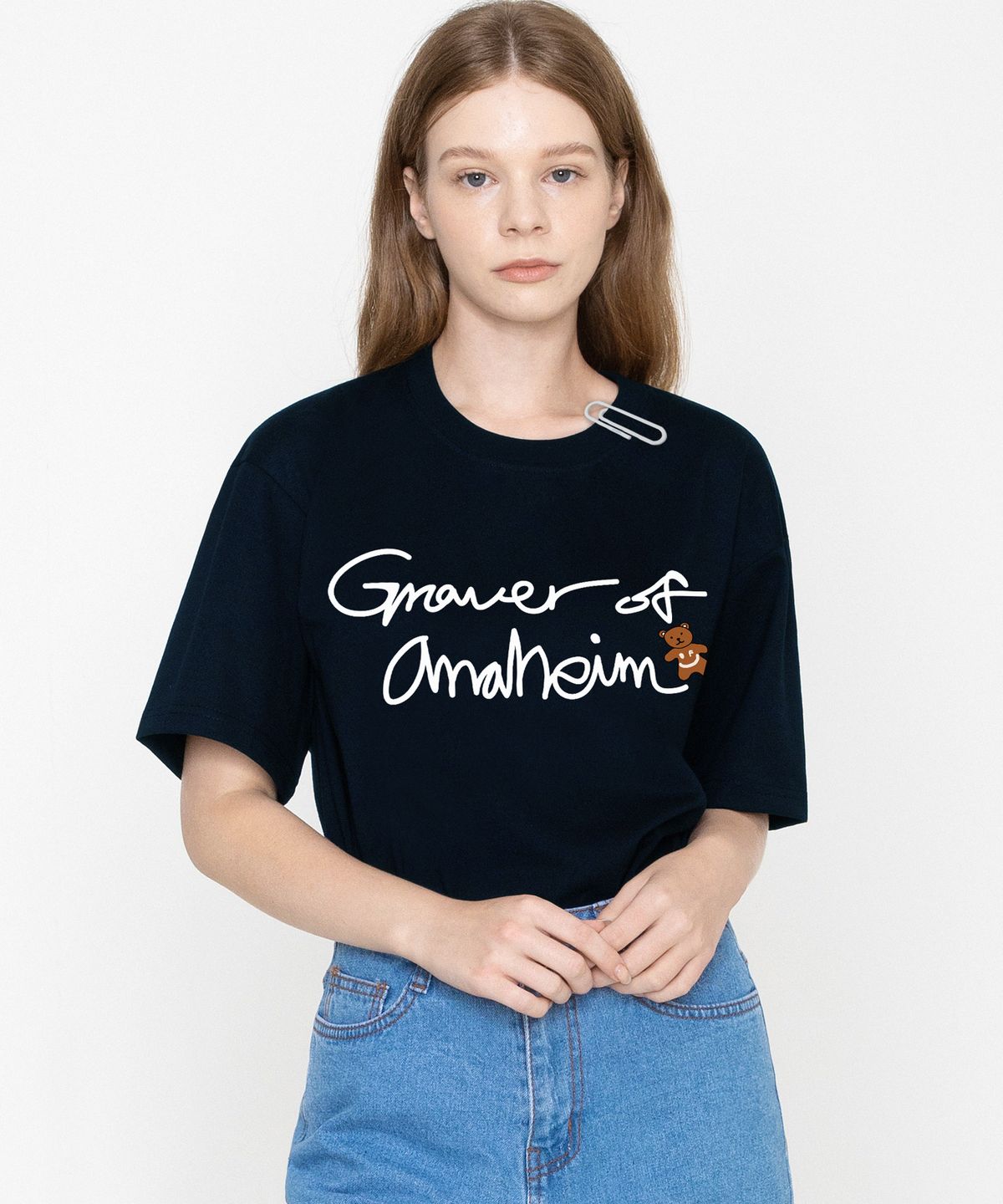 그레이버(GRAVER) [UNISEX]드로잉 스몰 베어 반팔티_네이비