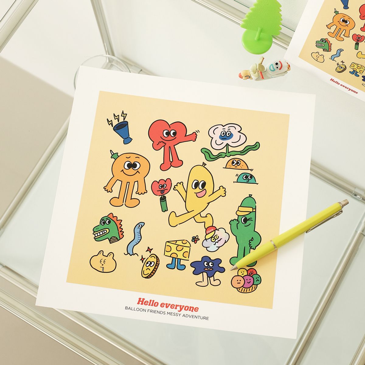 벌룬프렌즈(BALLOON FRIENDS) 일러스트 정사각 포스터 - 헬로에브리원