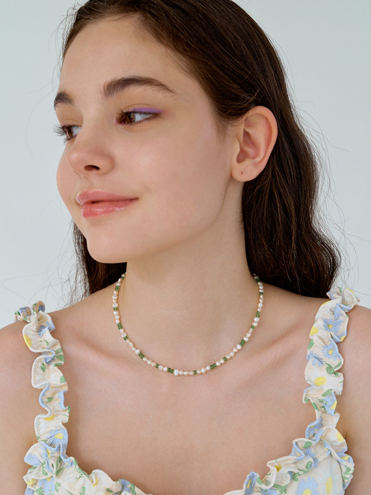 카인더베이비(KINDABABY) green middle pearl necklace