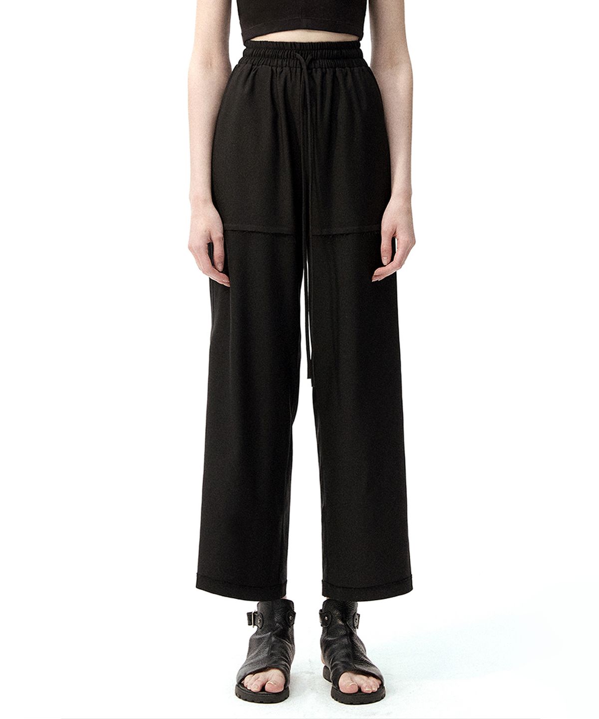 모노포비아(MONOPHOBIA) RAW CUTTING LINE WAIST BAND SLACKS