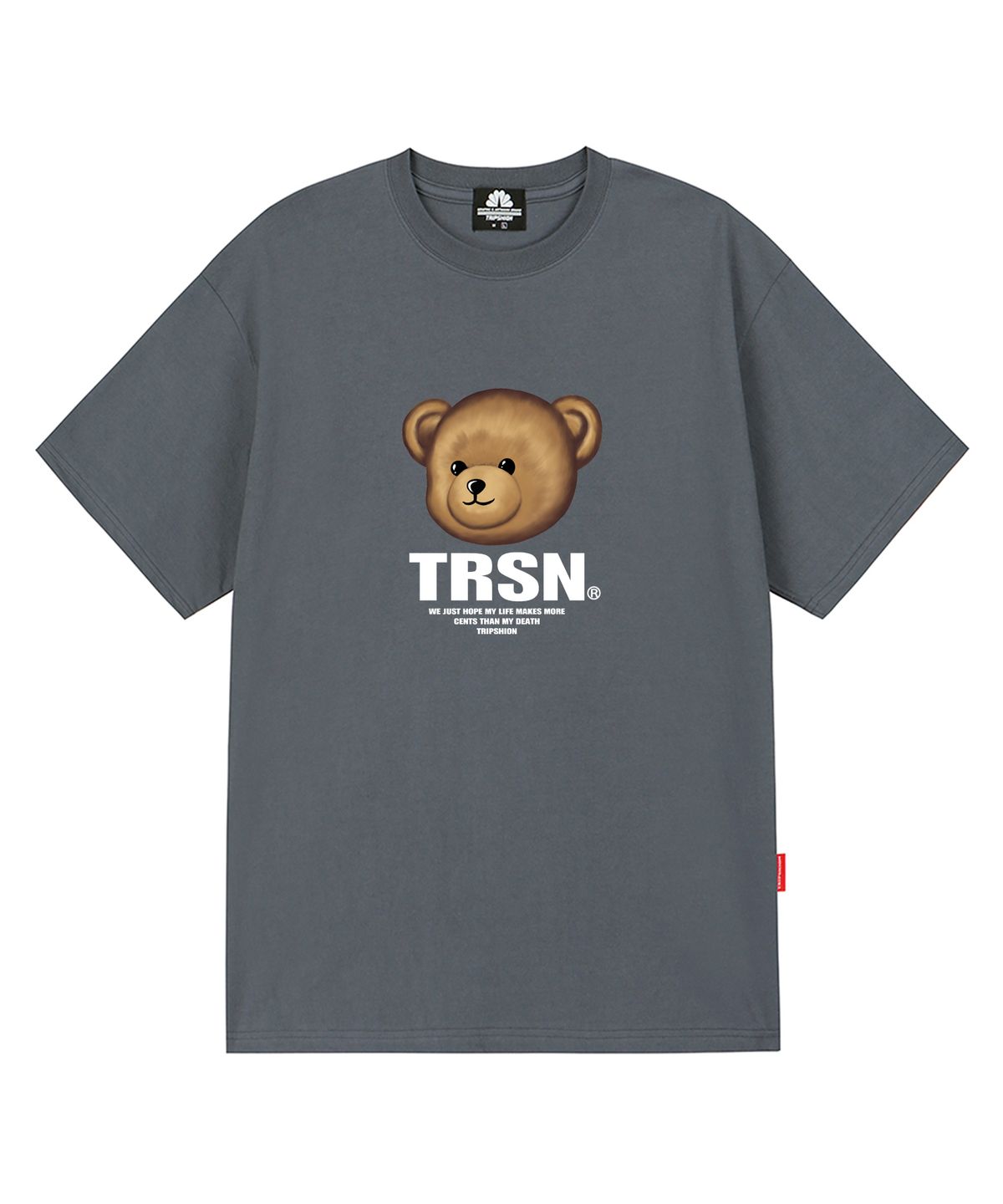 트립션(TRIPSHION) BEAR LOGO 티셔츠 - 그레이
