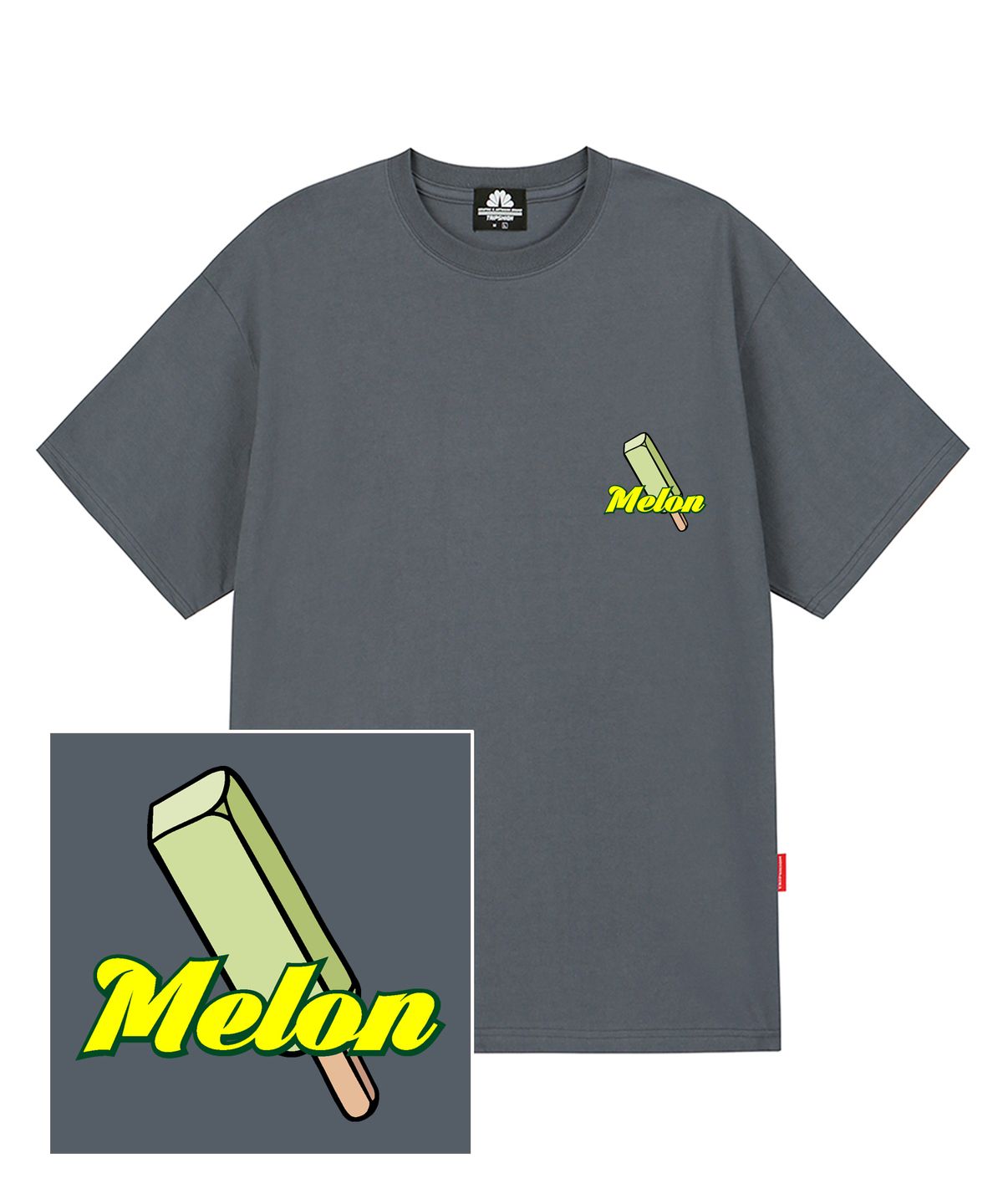 트립션(TRIPSHION) MELON BAR 티셔츠 - 그레이