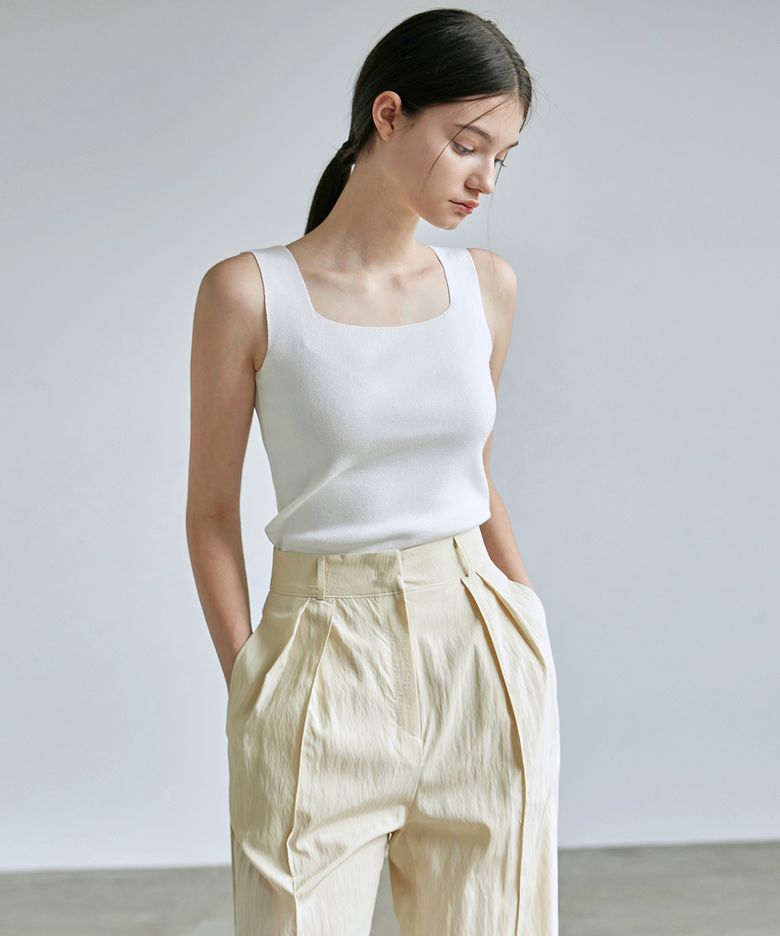 [ESSENTIAL] SQUARE NECK KNIT SLEEVELESS_13 COLOR