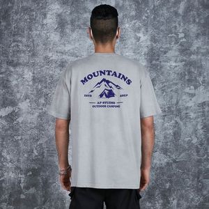 마운틴 오버핏 가먼트 다이 반팔티셔츠_그레이