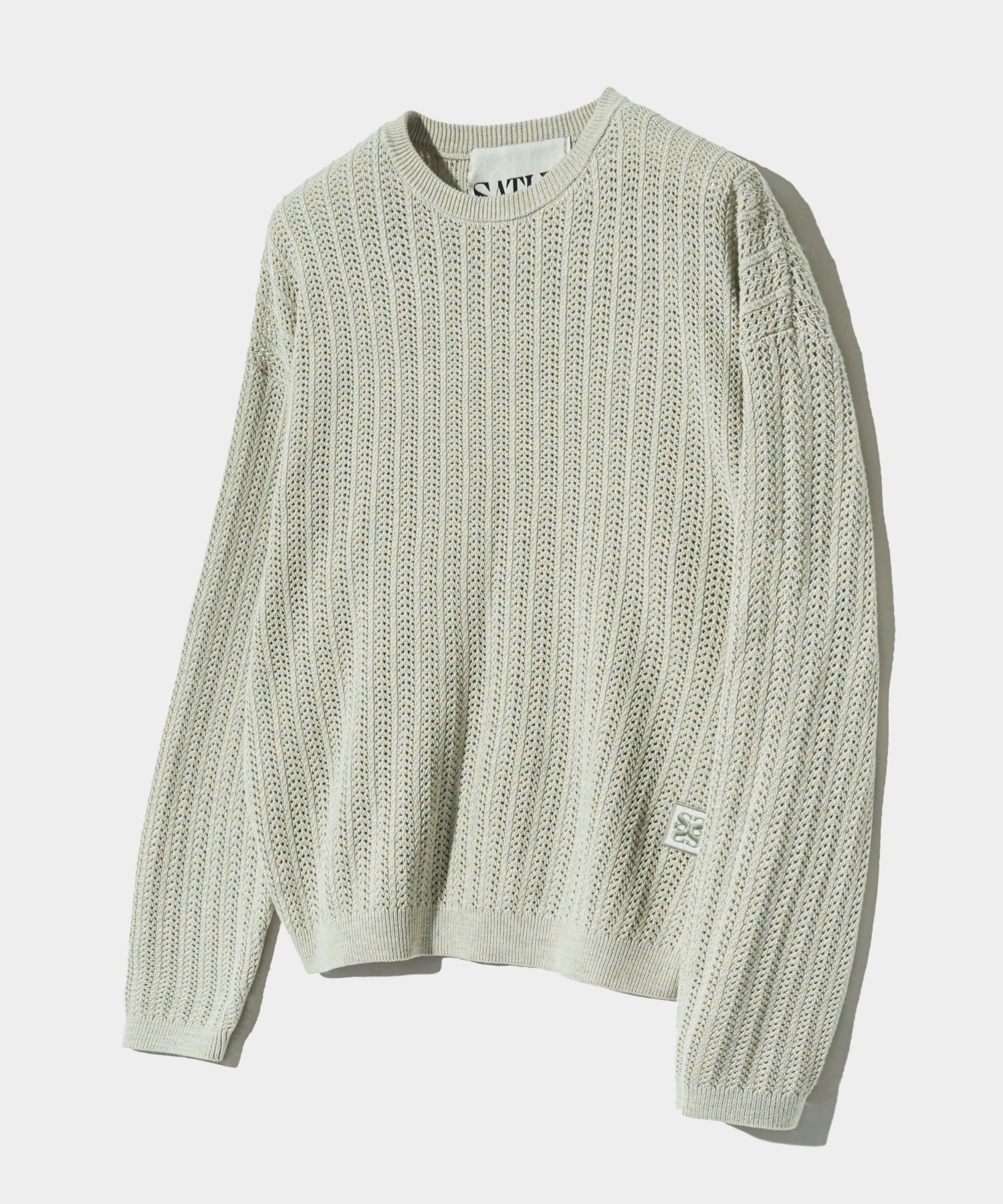 ◆SATUR◆ Ibiza ocean graphic mesh knit natural green SA242M MUSINSA | SATUR Ibiza Natural Mesh Knit Natural Green